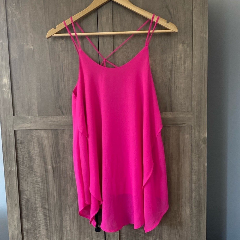 Daytrip Chiffon Flowy Pink Strap Tank Top Women’s Size Small